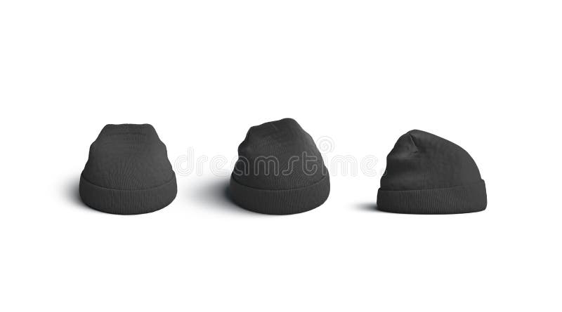 Download Black Beanie Mockups Set Side Front And Back View Stock Illustration Illustration Of Garment Knitted 145497202