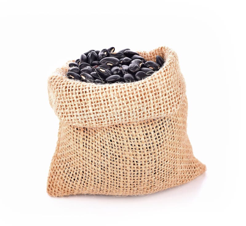 Black Beans in a Bag on White Background. Stock Image Image of seed