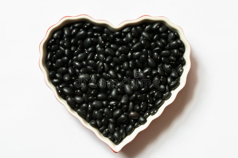 Uncooked Black Beans in a Heart Shape Stock Photo Image of black