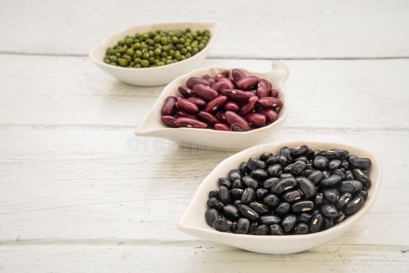 Red Beans, Black Eyed Peas and Green Beans Stock Image Image of