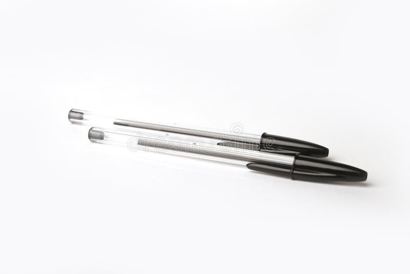 Black Biro Pens on a White Background Stock Photo Image of tools