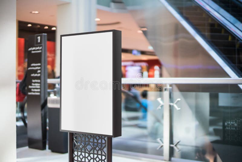 Black blank advertising stand in the mall stock photo Black blank advertising stand in the mall stock photo