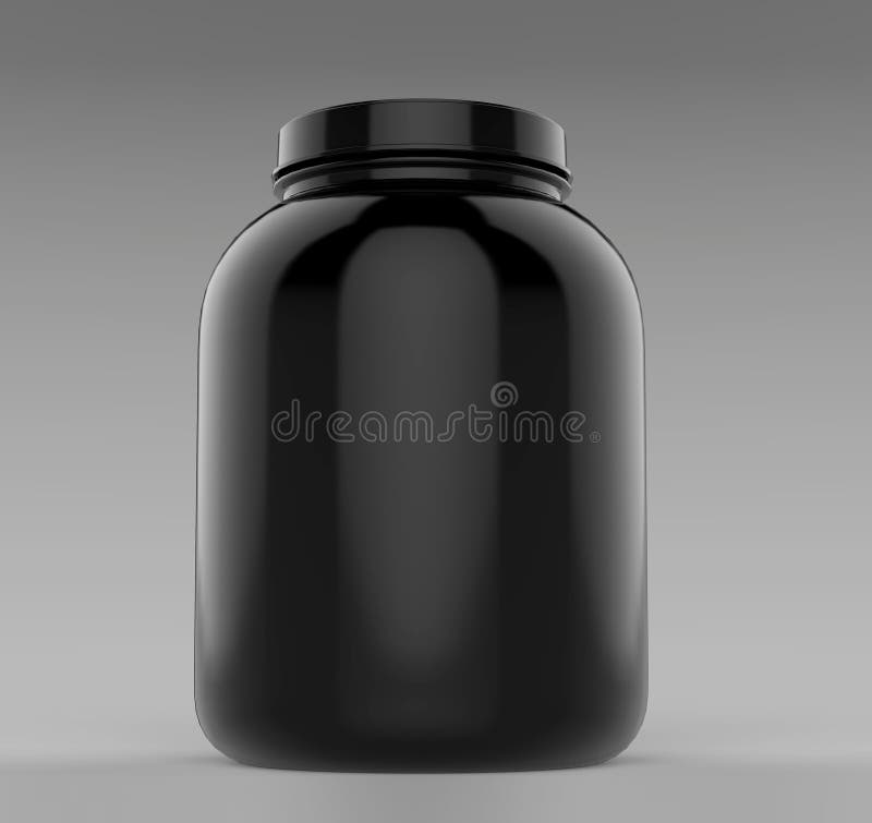 Black Blank Empty Top Front Protein or Gainer Powder Container Tub