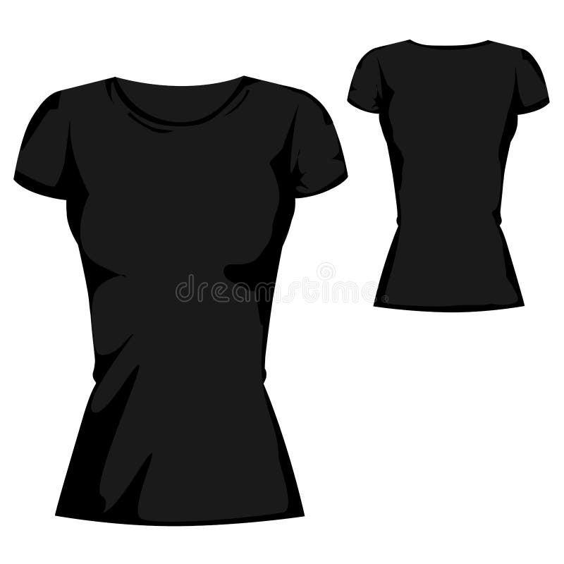 Black Blank T-shirt Design Template for Womenswear Stock Vector ...