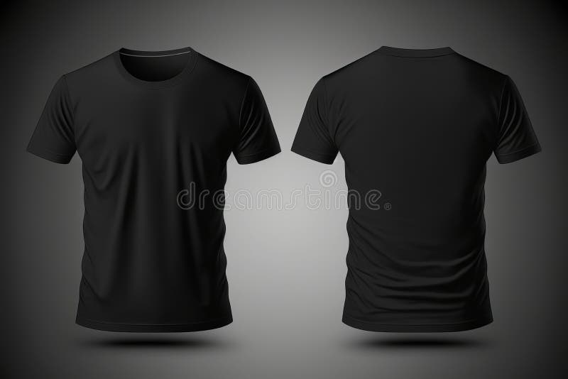 Black Blank T-shirt Template on Invisible Mannequin Stock Illustration ...