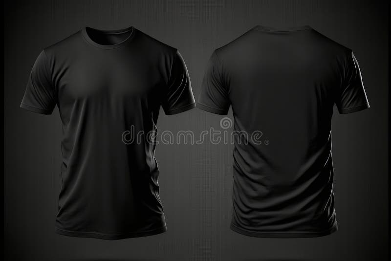 Black Blank T-shirt Template on Invisible Mannequin Stock Illustration ...