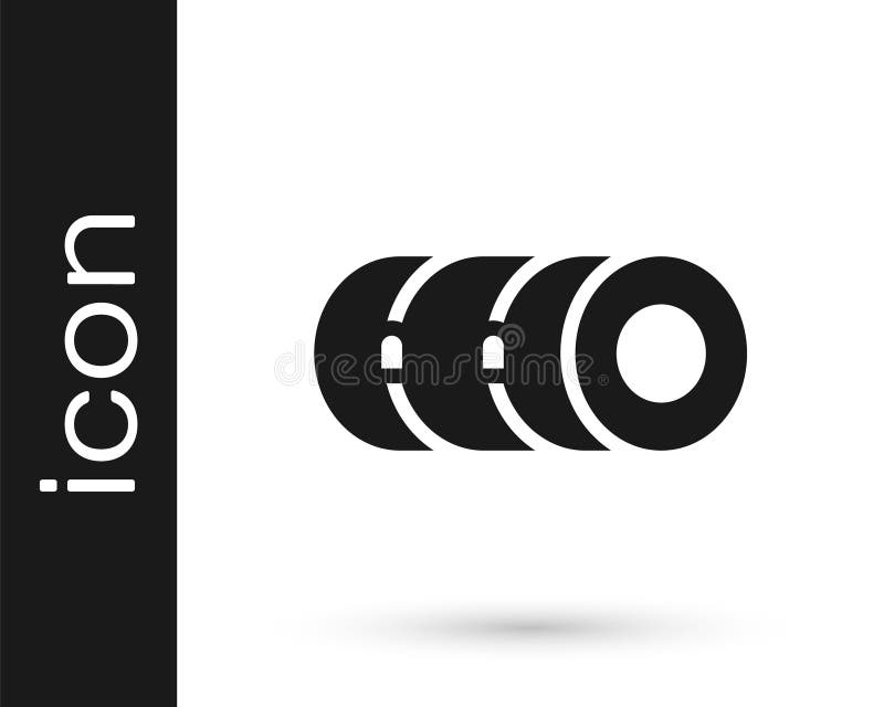 Black Blanket Roll Icon Isolated on White Background. Camping Roll Mat