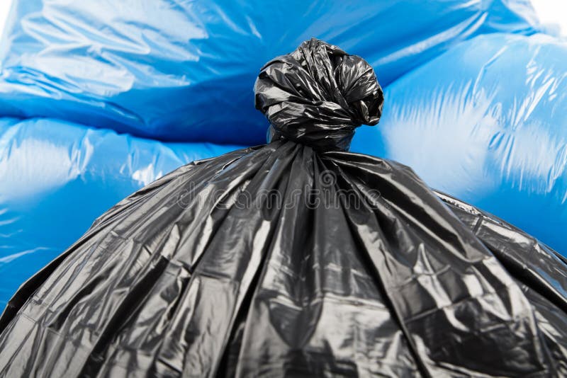 Black and Blue Garbage Bags Stock Photo Image of garbage, dump 80229930