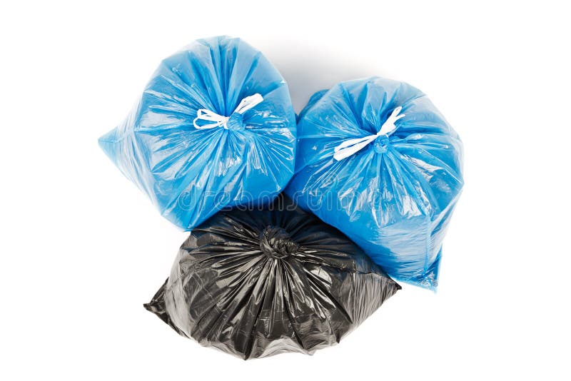 Black and Blue Garbage Bags Stock Photo Image of package, liner 77443082