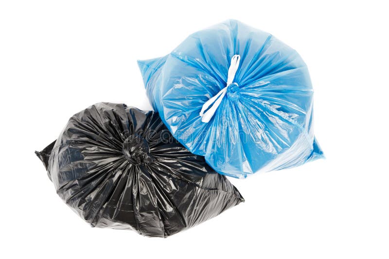 Black and Blue Garbage Bags Stock Image Image of basket, household