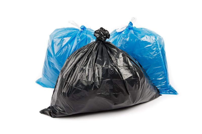 Black and Blue Garbage Bags Stock Photo Image of environment