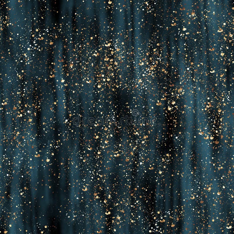 Black, blue and gold freehand seamless pattern. Abstract spray background