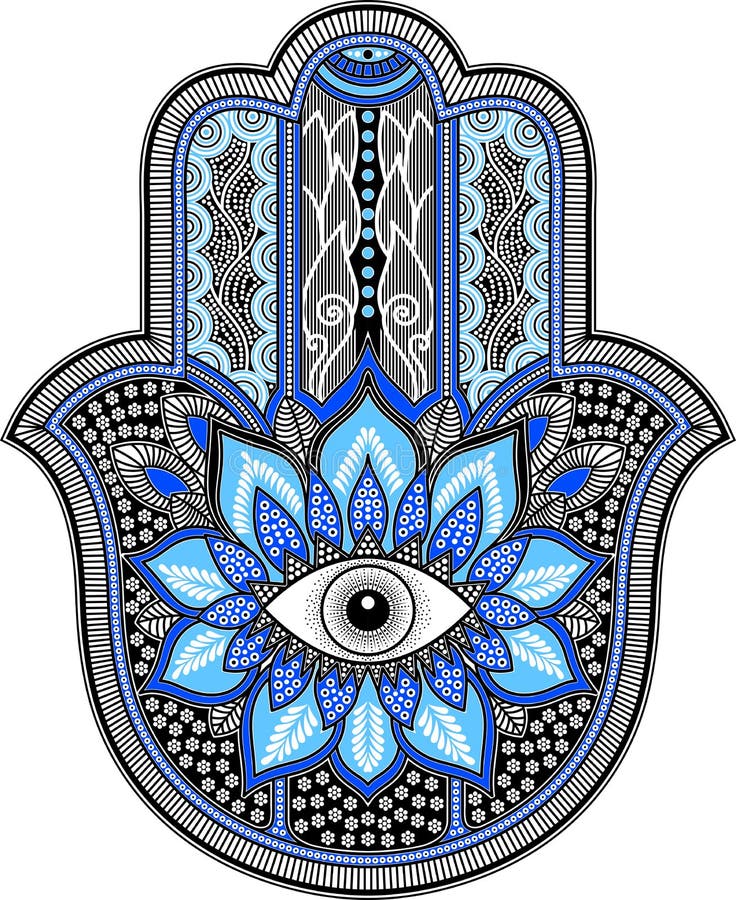 Black and Blue Hamsa Design Stock Vector - Illustration of drawn ...