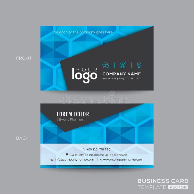 Black and Blue modern business card design stock illustration