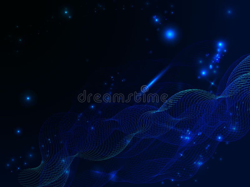 Black and Blue Neon Abstract Background with Lines Stock Vector