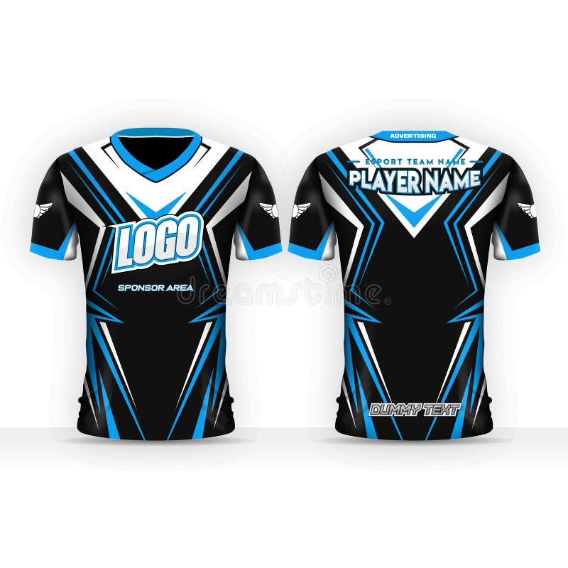 Black, White and Blue Jersey Design for Multiplayer Online Game and  E-Sports Stock Vector - Illustration of clothes, jersey: 233581638
