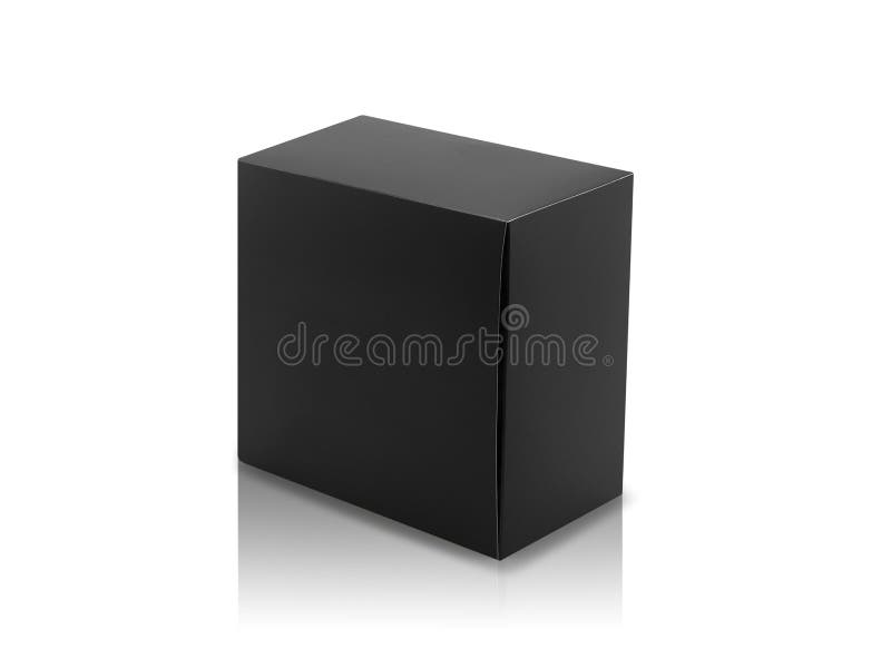 Black Box Product Packaging in Side View Isolated on White Background
