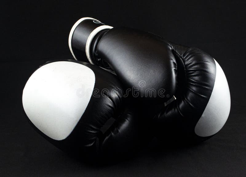 Black Boxing Gloves on a Black Background Stock Image - Image of business,  checkered: 212920071
