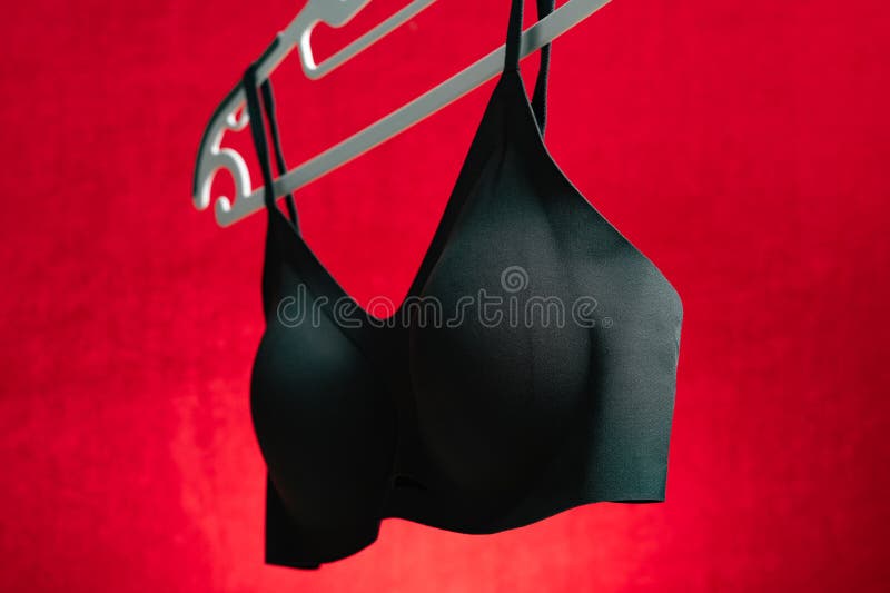 Red Bra Isolated On Black Background Stock Photo 1254653791