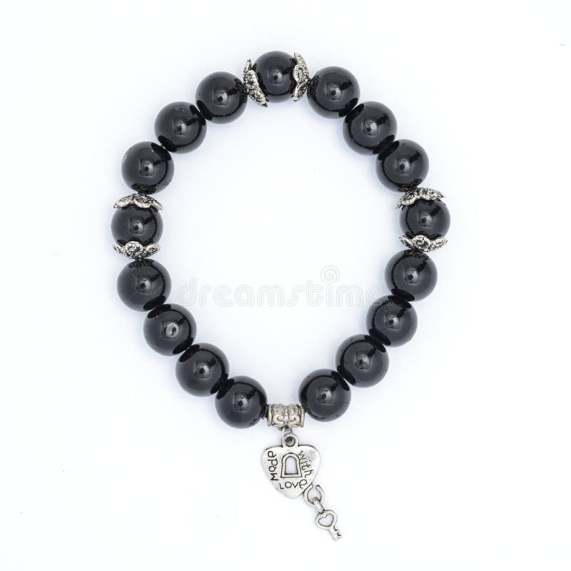 Black Bracelet with Pendant Isolated Stock Photo Image of bead
