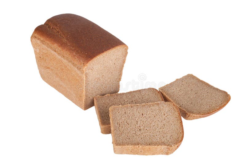 Black bread sliced ​​isolated on white background