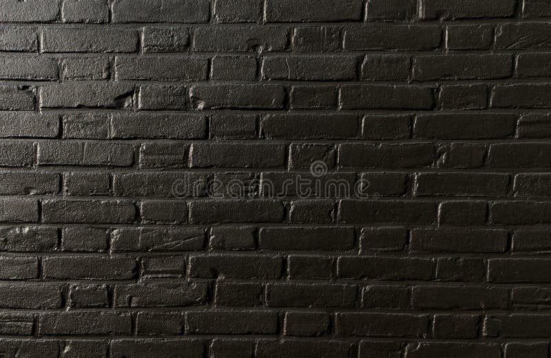 Black Brick Wall of Dark Stone Background Texture Stock Photo Image