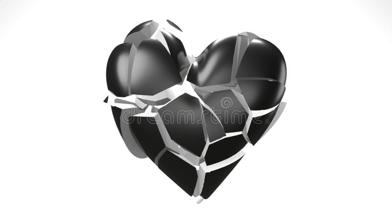 Black Broken Heart Objects in White Background. Stock Illustration -  Illustration of love, separation: 177854184