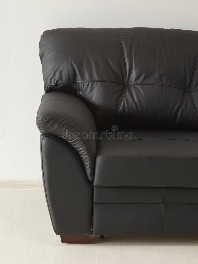 Black Brown Leather Sofa Against the Wall Stock Image Image of laid