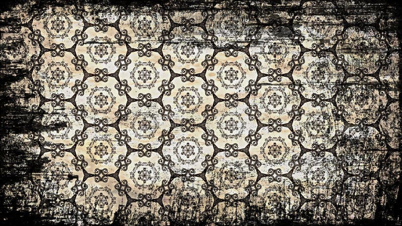 Black and Brown Vintage Grunge Floral Background Pattern Template