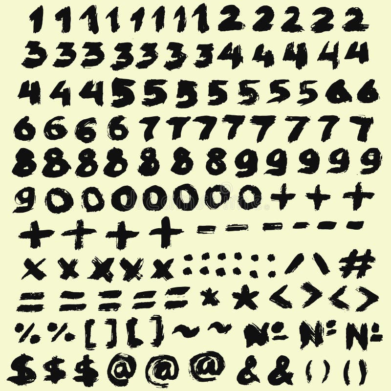 Black Brush Digits stock illustration