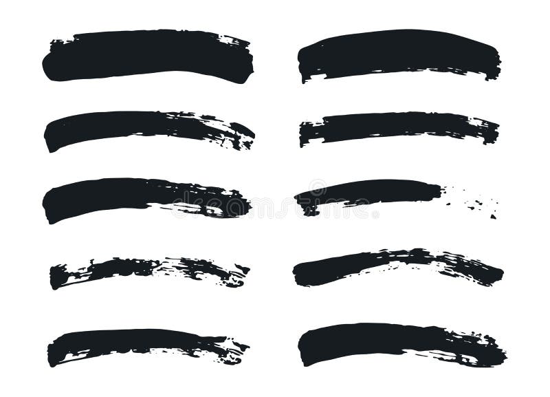 Black Brush Shape. Paintbrush Line Collection. Vector Grunge Brushes