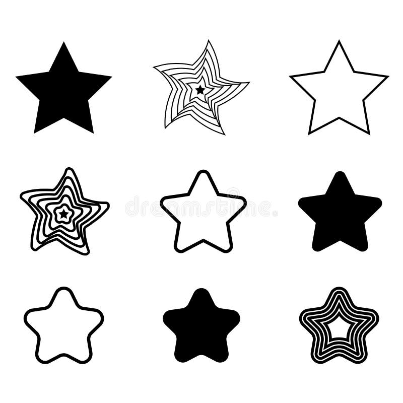Black Brush Stars Set. Vector Illustration. Stock Image Stock Vector