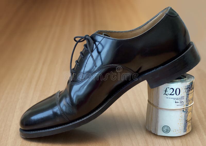 Black Business Shoe with Money Stock Photo Image of businessman