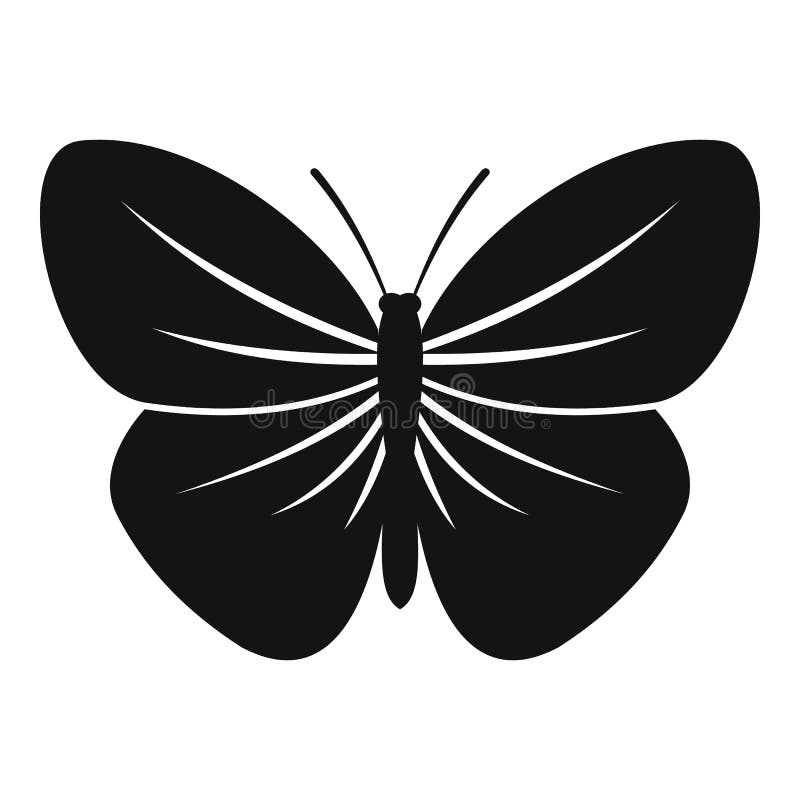 Black butterfly icon, simple style