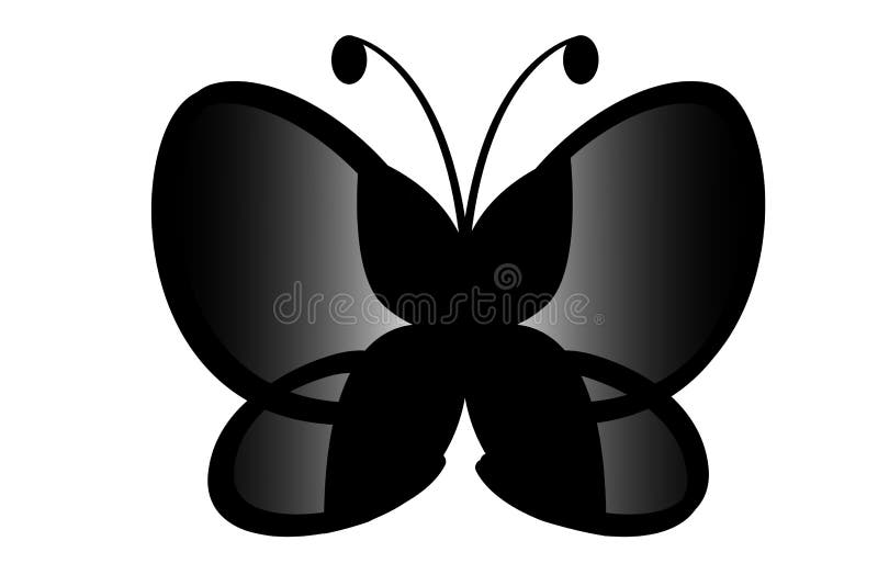 Black butterfly logo on white background. Illustration design