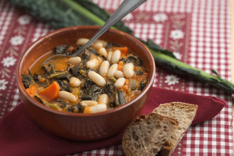Black Cabbage Soup And Cannellini Beans, Traditional Dish ...