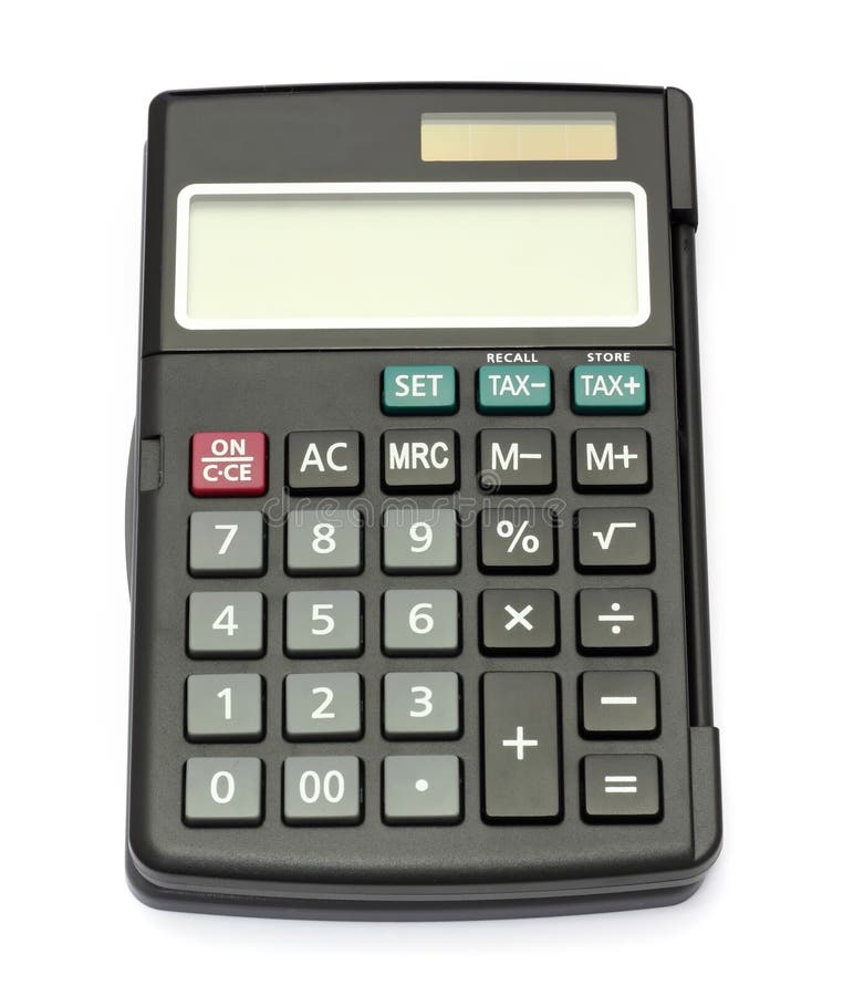 Black calculator isolated on white background. Single mini stock images, royalty-free photos and pictures