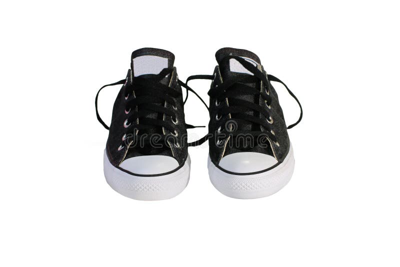 Black Canvas Shoes with White Background Stock Photo - Image of ...