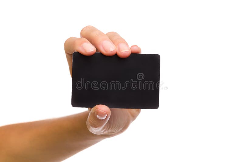 Black card in woman s hand