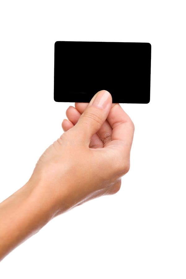 Black card in woman s hand