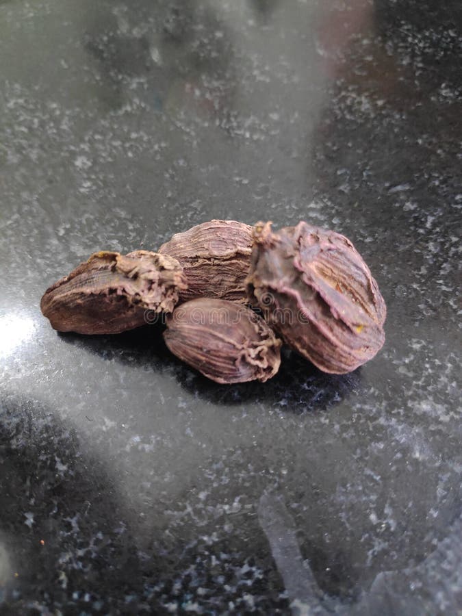 Black Cardamom Dry Cardamom Spice. Cardamom Seeds Macro Shot Stock