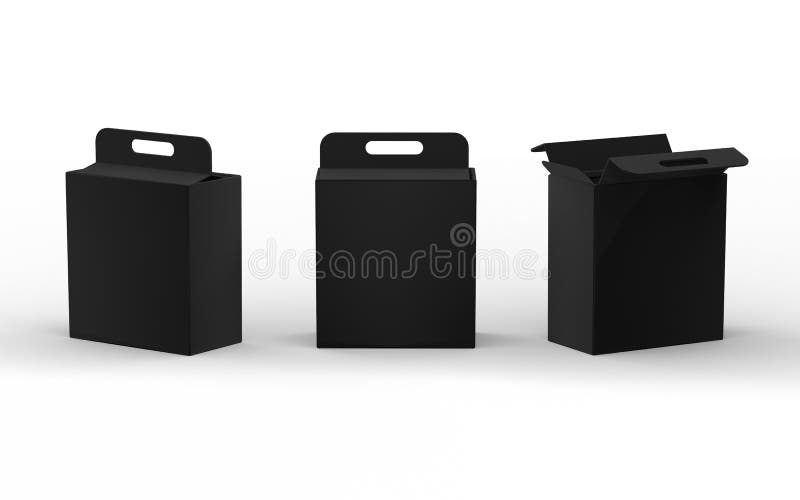 Download Black Cardboard Paper Box Packaging With Handle, Clipping ...