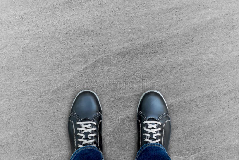 Black Shoes Standing on Stone Floor Stock Photo Image of future, rock