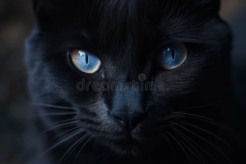 Black Cat Blue Eyes. Generate Ai Stock Illustration Illustration of