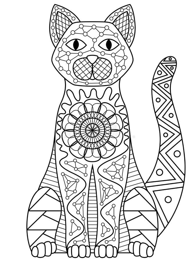 Stylized Sketch Decorative Cat Stock Vector - Illustration of line ...