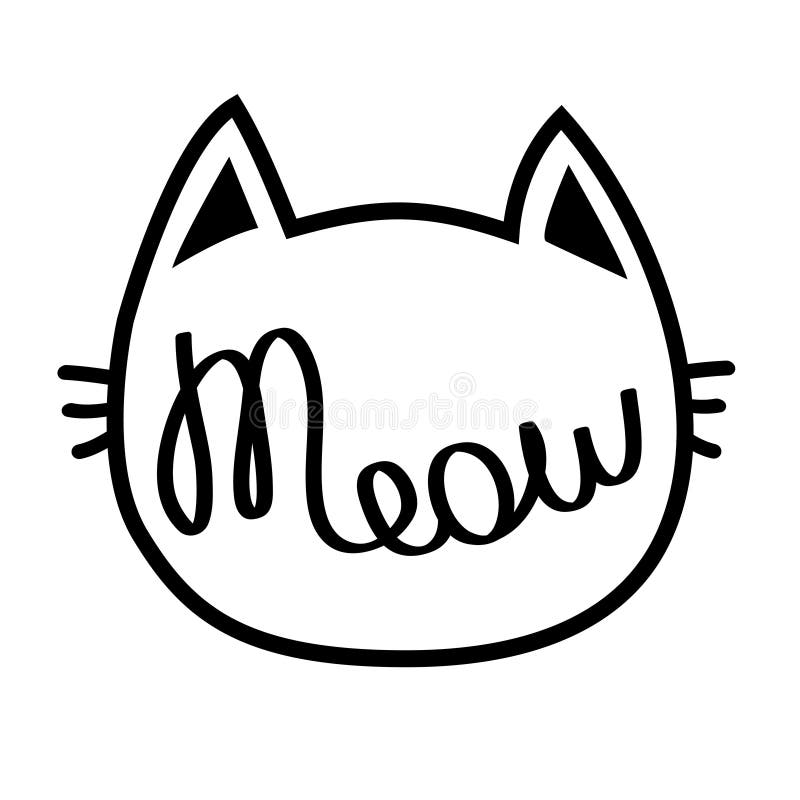 I Love Cats Heart Text Lettering. Black Cat Head Face Contour Silhouette  Icon. Line Pictogram. Cute Funny Cartoon Character Stock Vector -  Illustration of face, doodle: 85075572