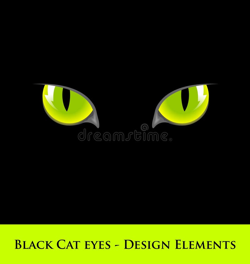 Design elements of black cat with green eyes. Design elements of black cat with green eyes