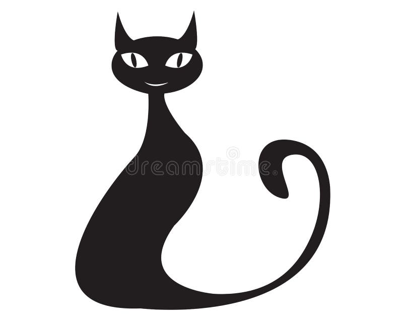 Black cat flat with eyes stock vector. Illustration of kitty 126136081