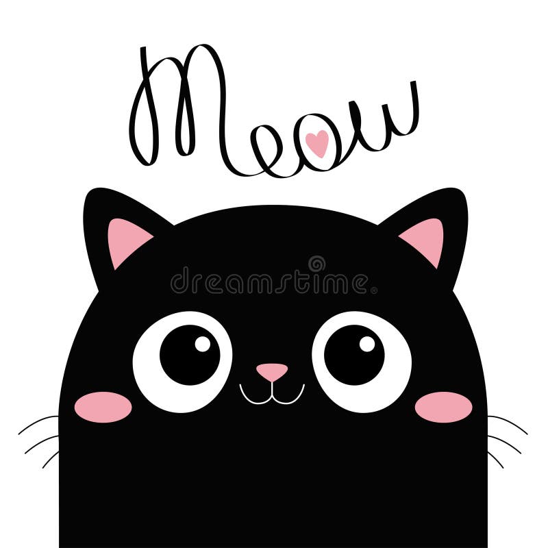 Black Cat Icon Cute Funny Cartoon Smiling Character Kawaii Animal