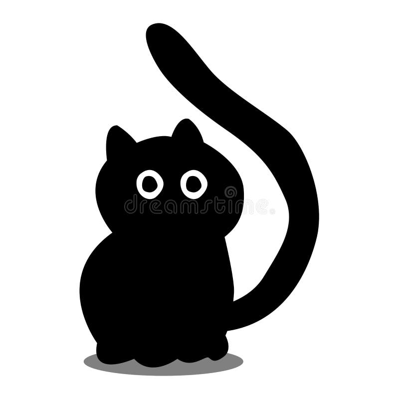 Black Cat Icon. Cute Cartoon Funny Character. Big Eyes. Funny